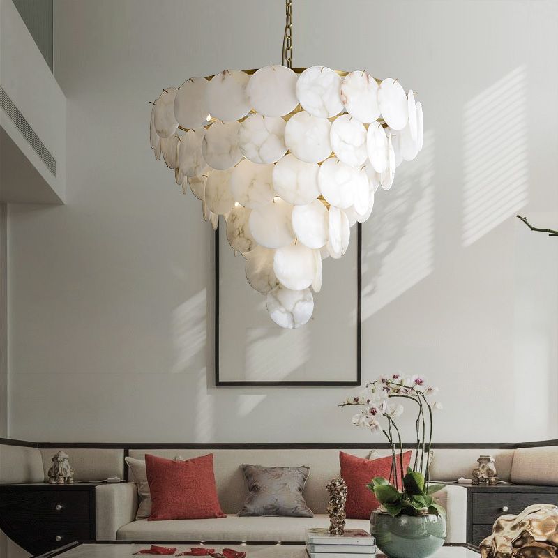 Alabaster Multi-Tiered Round Chandelier