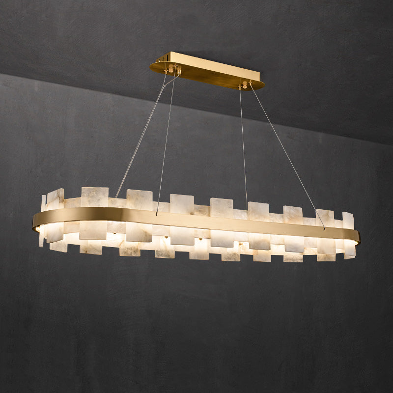 Alabaster Sleek Oval Chandelier