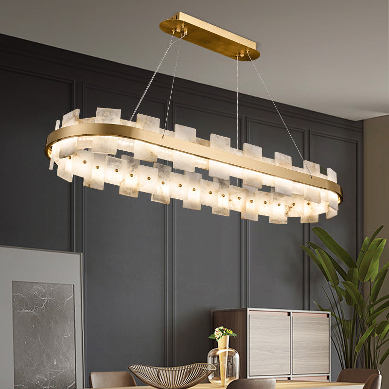 Alabaster Sleek Oval Chandelier