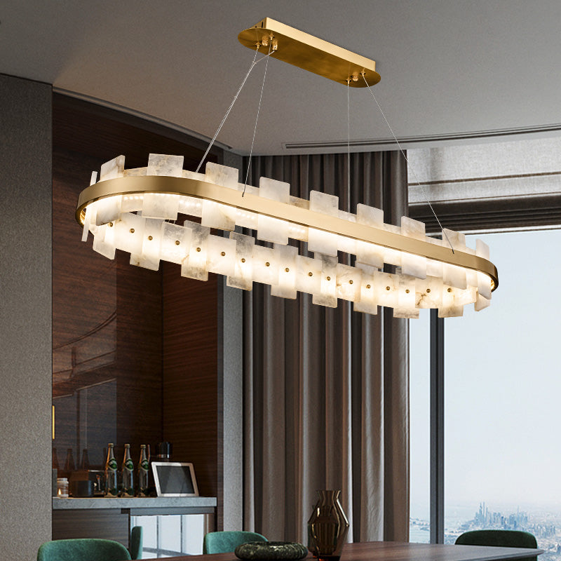 Alabaster Sleek Oval Chandelier