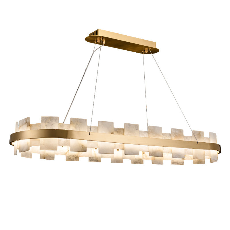 Alabaster Sleek Oval Chandelier