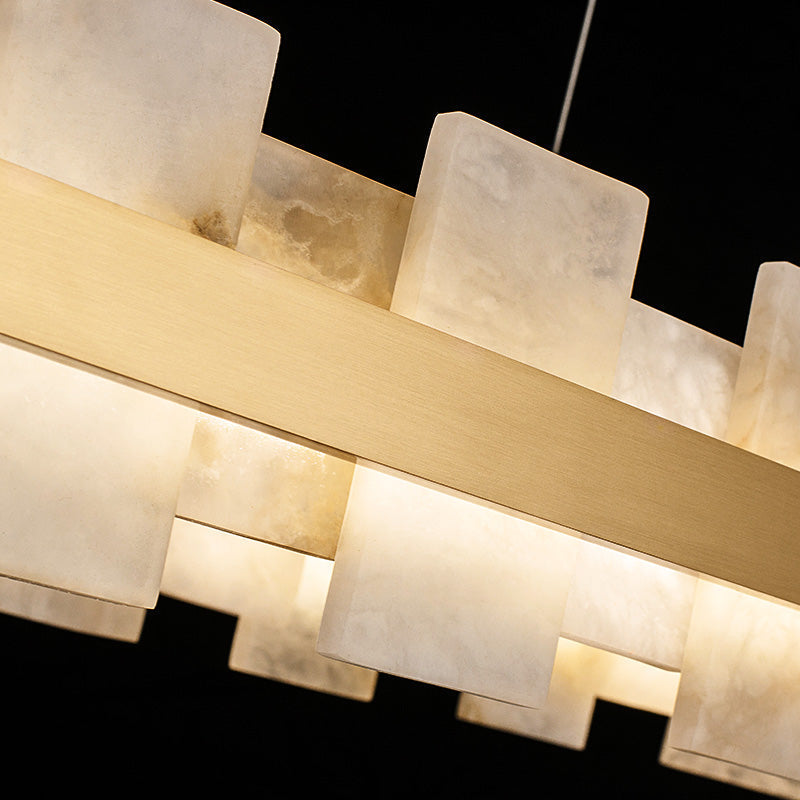 Alabaster Sleek Oval Chandelier