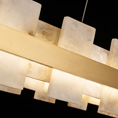 Alabaster Sleek Oval Chandelier