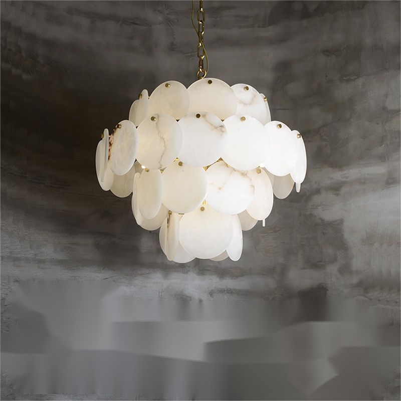 Alabaster Multi-Tiered Round Chandelier