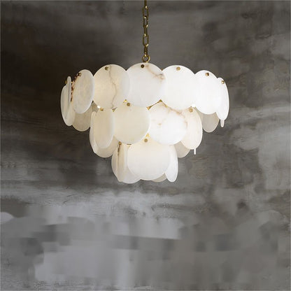 Alabaster Multi-Tiered Round Chandelier