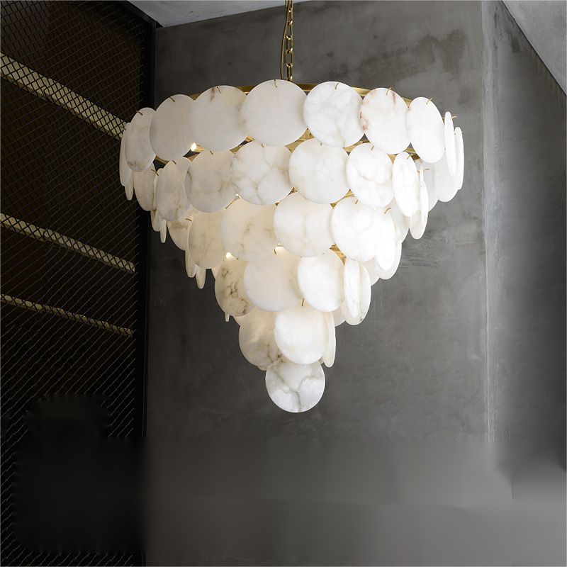 Alabaster Multi-Tiered Round Chandelier