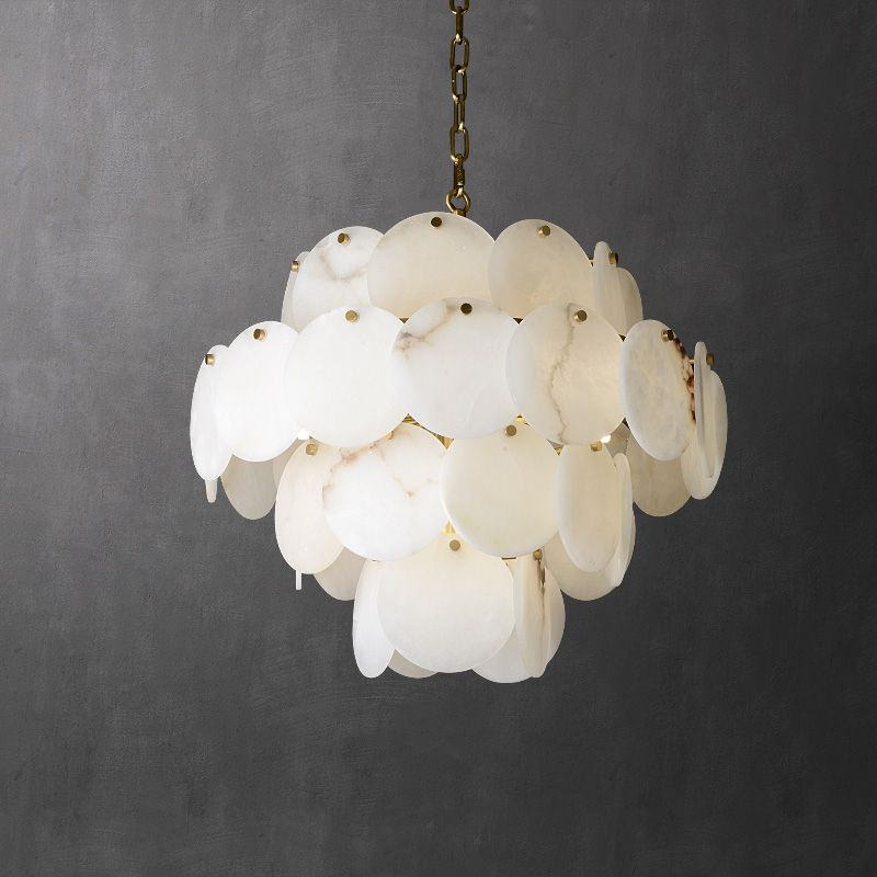 Alabaster Multi-Tiered Round Chandelier