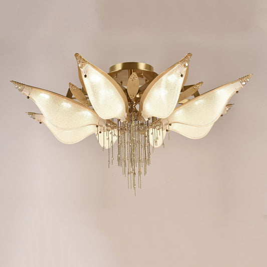 Serena Open-Flower Crystal Murano Flushmount