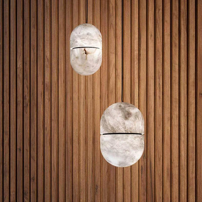 Modern Alabaster Oval Forma Pendant Light