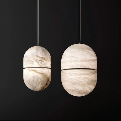Modern Alabaster Oval Forma Pendant Light