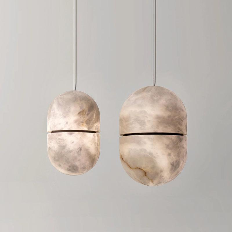 Modern Alabaster Oval Forma Pendant Light