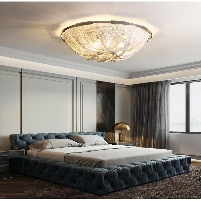 Caldra Luxury Aluminum Chain Tassel Flushmount